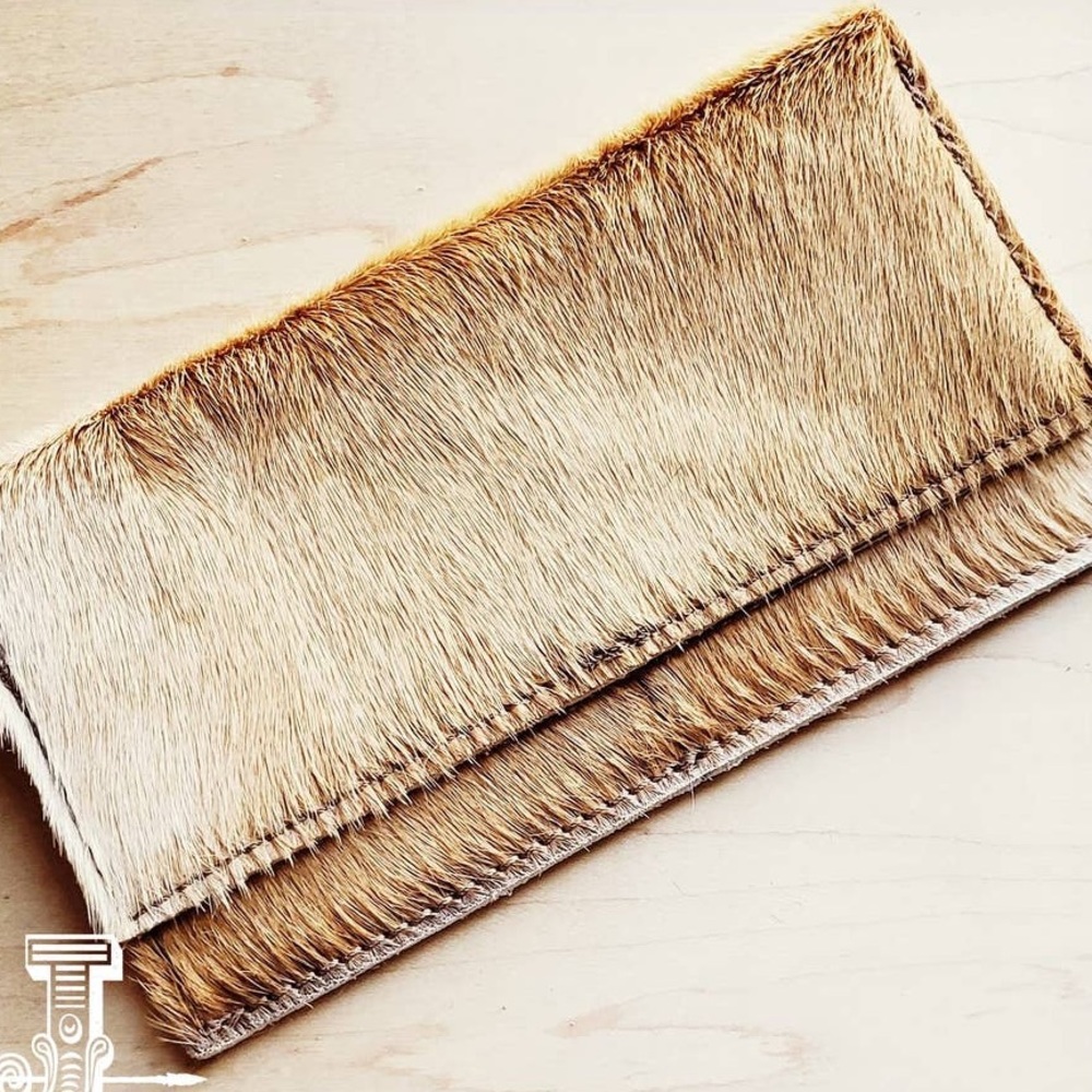 Hair-on-hide Leather Wallet-Light Brindle